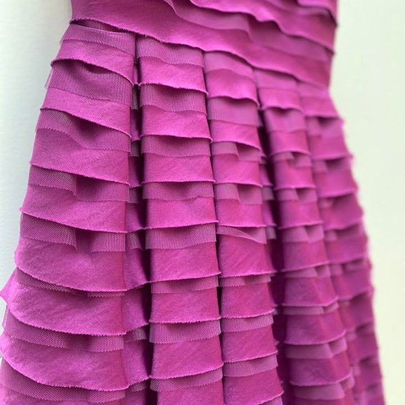 BCBG Purple Ruffle Dress with Mesh Embellishments - Picture 5 of 5
